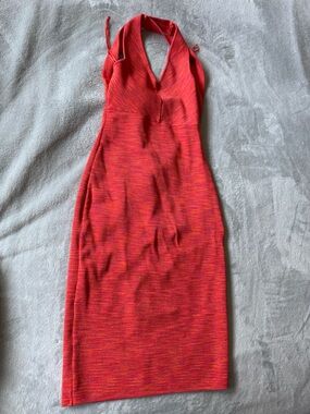Guess Space Dye Halter Bodycon Dress | Pink Orange | XS